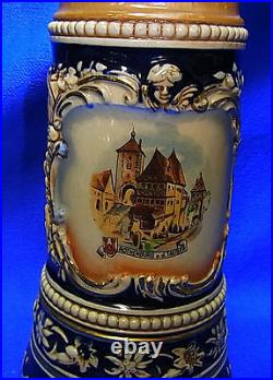 Vintage German Souvenir Rothenburg Tin Top Lidded Beer Stein Musical Box #XX