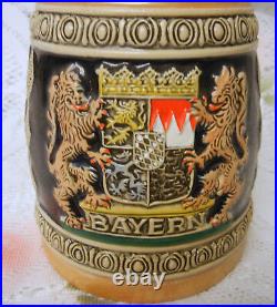 Vintage Gerz Bayern Coat of Arms German Lidded Beer Stein Mug