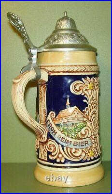 Vintage Gerz German Cities Themed Lidded Beer Stein Mug Hand Painted 6- 11oz