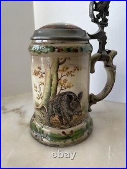 Vintage Jager Style German Beer Stein With King Ludwig Bottom +RARE+