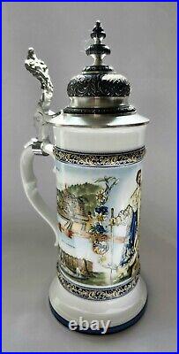 Vintage King Ludwig II Bavaria German Large Hand Painted Beer Stein 10.5 Marked