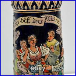 Vintage Large 3L Pewter Lid German Beer Stein