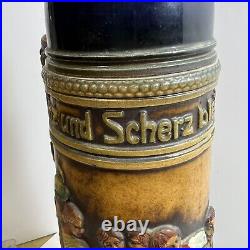 Vintage Large Gerz 4 Liter German Beer Stein 22 Tall West Germany Hinged Lid