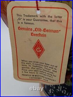 Vintage Pair 1960's German Beer Steins Fox Handles Wildlife Pewter Lid W Germany