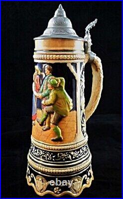 Vintage Pewter Lidded German Musical Beer Stein #20 Lift and Play Music Box 13