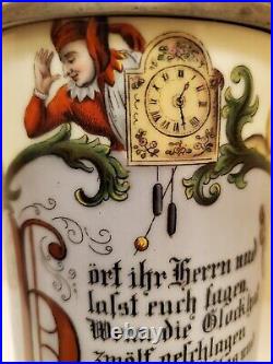 Vintage Porcelain Nightwatchman's Song German Beer Stein 1/2L c1900 Lithophane