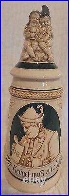 Vintage Rare German Beer Stein With Gnomes on Lid