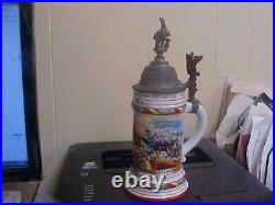 Vintage Regimental German 1904-07 Lithophane Lidded Beer Stein