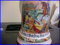 Vintage Regimental German 1904-07 Lithophane Lidded Beer Stein