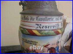 Vintage Regimental German 1904-07 Lithophane Lidded Beer Stein