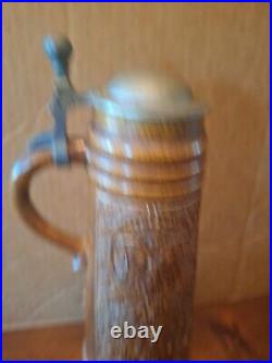 Vintage Tall Gerz German Lidded Beer Stein Graffen V Dhavn Family Crest Stone