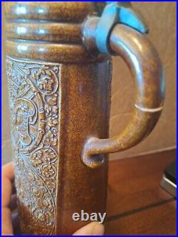 Vintage Tall Gerz German Lidded Beer Stein Graffen V Dhavn Family Crest Stone