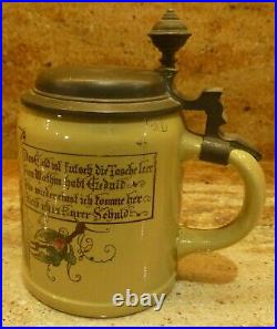 Vintage Villeroy & Boch 592 Geschutzt Lidded German Beer Stein # 1526