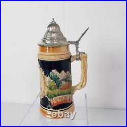 Vintage West German Ein Guter Trunk Pewter Lidded Beer Stein Mug 9