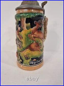 Vintage collectable handgemalt Des Jägers Freud German Beer Stein Mug
