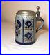 Vintage-handmade-pottery-handarbeit-German-blue-white-presentation-beer-stein-01-xi
