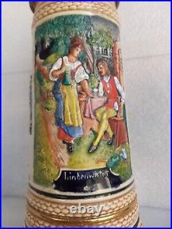 Vintage rare German Swiss Musical Movement Beer Stein Ceramic pottery Mapsa 1950