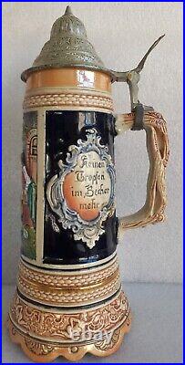 Vintage rare German Swiss Musical Movement Beer Stein Ceramic pottery Mapsa 1950