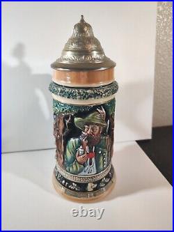 Vtg Handarbeit Egon Bay 2 Liter Squirrel Handle West German Lidded Beer Stein