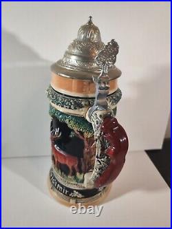 Vtg Handarbeit Egon Bay 2 Liter Squirrel Handle West German Lidded Beer Stein