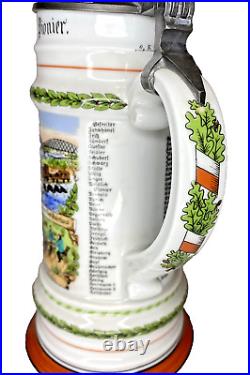 WWI Design Imperial German Reserve Beer Stein/Mug Pioneer Engineer Saxon- With Lid