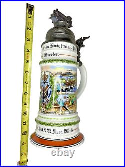 WWI Design Imperial German Reserve Beer Stein/Mug Pioneer Engineer Saxon- With Lid