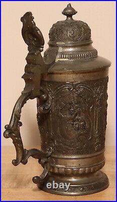 Wagner Epic Drama Portraits by F&M/N Antique Pewter 1/4L German beer stein