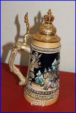 Zoller & Born German Beer Stein Limited Edition Bavaria Coat Of Arms Crown LID