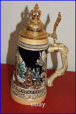 Zoller & Born German Beer Stein Limited Edition Bavaria Coat Of Arms Crown LID